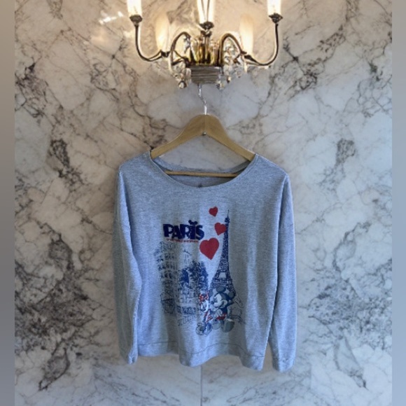 Disney Parks Epcot Paris Long Sleeve, Size XL Mikey, Minnie gray T-shirt  cotton - Picture 2 of 16